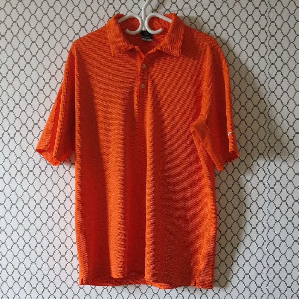 Nike Fit Dry Orange Golf Short Sleeve Polo Shirt - Size Large
